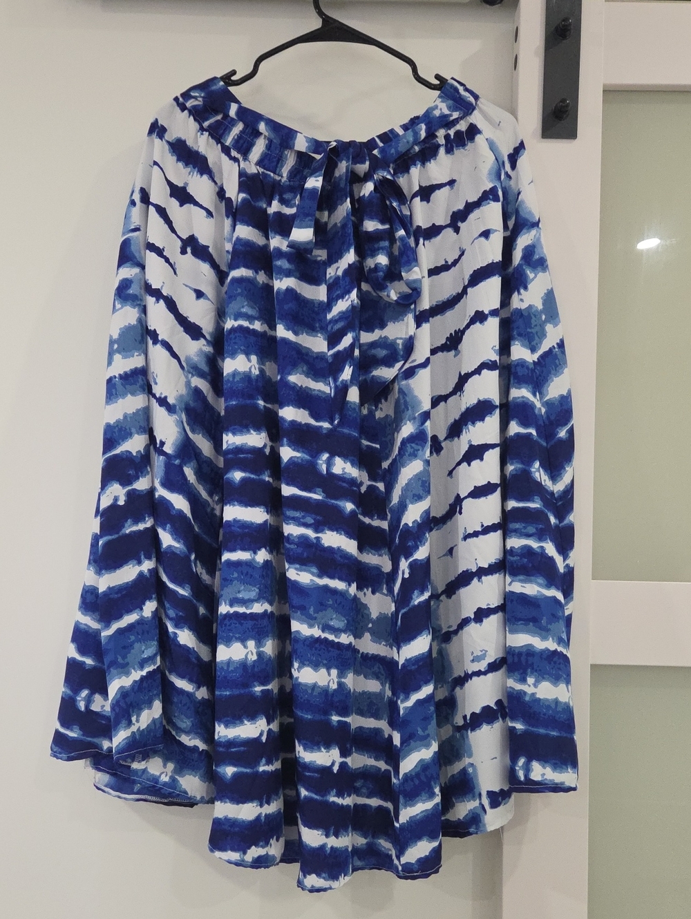 Blue Tie-Dye Circle Skirt with Elastic Waist